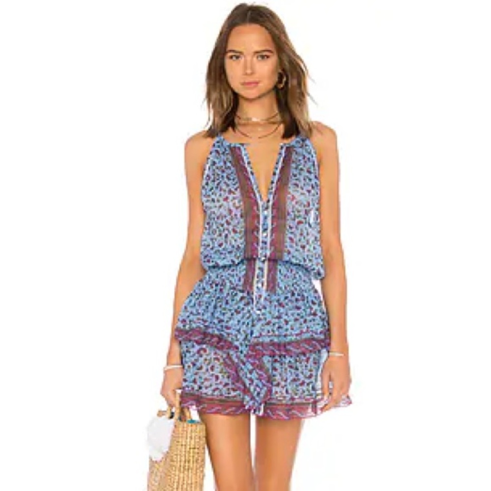 Poupette St. Barth Honey Dress in Blue Cotton Print Women's Size S
